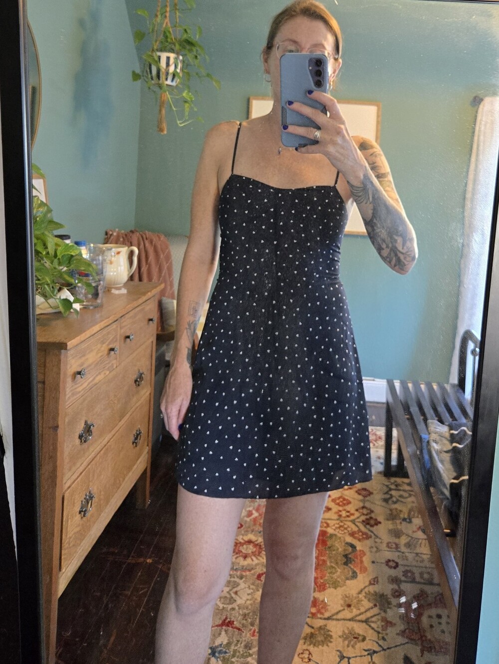 Aritzia Sunday Best Polka Dot Heart Mini Dress